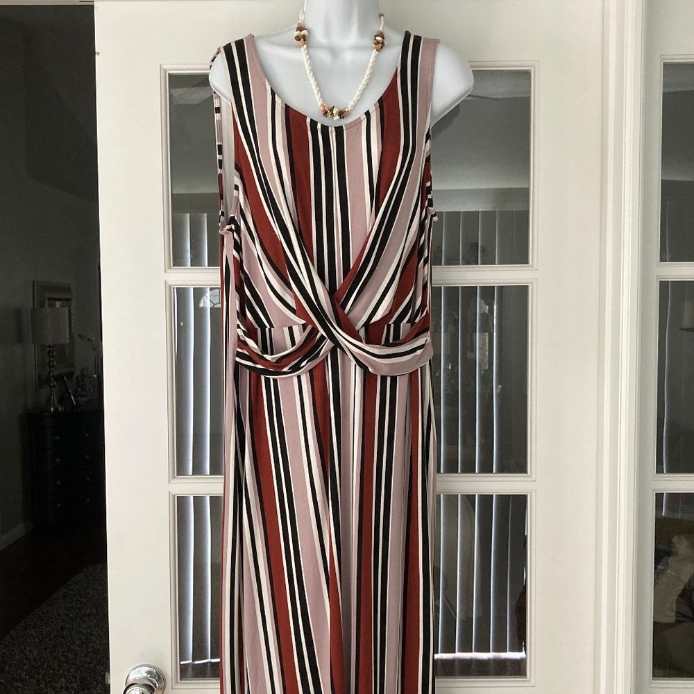 Torrid Striped Sleeveless Super Soft  Midi  Dress 2  (18 to 20 2X)